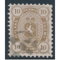 FINLAND - 1881 10Pen yellowish olive-brown Coat of Arms, perf. 11:11, used – Facit # 15SC¹b
