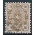 FINLAND - 1881 10Pen yellowish olive-brown Coat of Arms, perf. 11:11, used – Facit # 15Sb