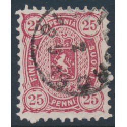 FINLAND - 1879 25Pen reddish carmine Coat of Arms, perf. 11:11, used – Facit # 17Sa