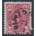 FINLAND - 1875 32Pen deep red-carmine Coat of Arms, perf. 11:11, used – Facit # 18See