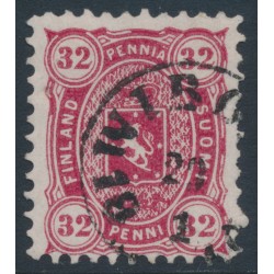 FINLAND - 1875 32Pen deep red-carmine Coat of Arms, perf. 11:11, used – Facit # 18See