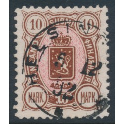 FINLAND - 1890 10Mk dark brown/pink Coat of Arms, used – Facit # 34a