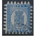 FINLAND - 1867 20Pen blue Coat of Arms, roulette III, grey-blue paper, used – Facit # 8v2C3