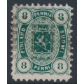 FINLAND - 1875 8Pen dark green Coat of Arms, perf. 11:11, used – Facit # 14Sd