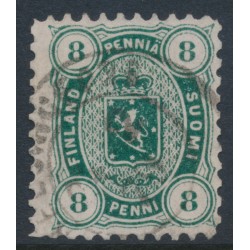 FINLAND - 1875 8Pen dark green Coat of Arms, perf. 11:11, used – Facit # 14Sd