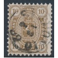 FINLAND - 1881 10Pen olive-brown Coat of Arms, perf. 11:11, used – Facit # 15Sa