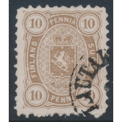 FINLAND - 1881 10Pen yellowish olive-brown Coat of Arms, perf. 11:11, used – Facit # 15Sb