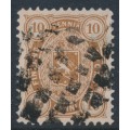 FINLAND - 1883 10Pen yellow-brown Coat of Arms, perf. 12½:12½, used – Facit # 15Lb