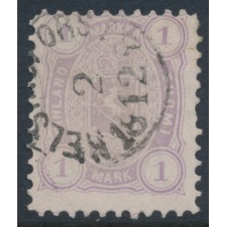 FINLAND - 1877 1Mk lilac Coat of Arms, perf. 11:11, used – Facit # 19SC¹b