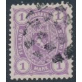 FINLAND - 1882 1Mk reddish violet Coat of Arms, perf. 12½:12½, used – Facit # 19LC²a