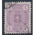 FINLAND - 1882 1Mk reddish violet Coat of Arms, perf. 12½:12½, used – Facit # 19LC²a