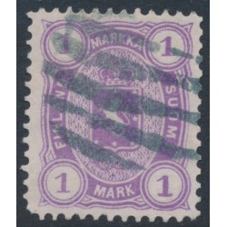 FINLAND - 1882 1Mk violet Coat of Arms, perf. 12½:12½, used – Facit # 19LC²b
