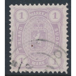 FINLAND - 1883 1Mk lilac Coat of Arms, perf. 12½:12½, used – Facit # 19Lc