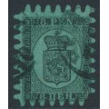 FINLAND - 1867 8Pen black Coat of Arms, roulette III, green paper, used – Facit # 6v1C3