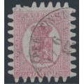 FINLAND - 1867 40Pen light red Coat of Arms, roulette III, pale rose paper, used – Facit # 9v1C3