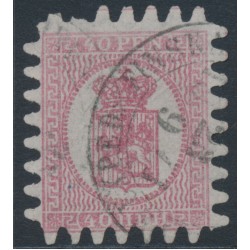 FINLAND - 1867 40Pen light red Coat of Arms, roulette III, pale rose paper, used – Facit # 9v1C3
