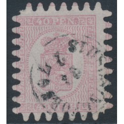 FINLAND - 1867 40Pen carmine-rose Coat of Arms, roulette III, pale rose paper, used – Facit # 9v1C3