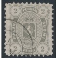 FINLAND - 1875 2Pen brownish grey Coat of Arms, perf. 11:11, used – Facit # 12Sb