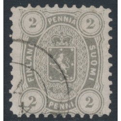 FINLAND - 1875 2Pen brownish grey Coat of Arms, perf. 11:11, used – Facit # 12Sb