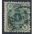 FINLAND - 1875 8Pen dark green Coat of Arms, perf. 11:11, used – Facit # 14Sd
