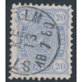 FINLAND - 1878 20Pen dull greyish blue Coat of Arms, perf. 11:11, Sweden cancel – Facit # 16Sii