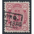 FINLAND - 1880 25Pen dark carmine Coat of Arms, perf. 11:11, used – Facit # 17Sc