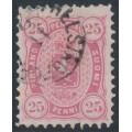 FINLAND - 1882 25Pen aniline red Coat of Arms, perf. 11:11, used – Facit # 17La