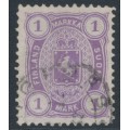 FINLAND - 1883 1Mk bluish lilac Coat of Arms, perf. 12½:12½, used – Facit # 19Lc