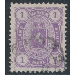 FINLAND - 1883 1Mk bluish lilac Coat of Arms, perf. 12½:12½, used – Facit # 19Lc