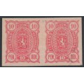 FINLAND - 1890 10Pen aniline red Arms, imperf. horizontal pair, MH – Facit # 29v
