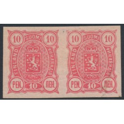 FINLAND - 1890 10Pen aniline red Arms, imperf. horizontal pair, MH – Facit # 29v