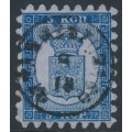 FINLAND - 1864 5Kop violet-blue on pale grey-blue Coat of Arms, roulette I, used – Facit # 3C1La