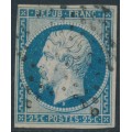 FRANCE - 1852 25c blue President Napoléon, imperforate, used – Michel # 9a