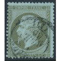 FRANCE - 1862 1c greenish bronze on bluish paper Napoléon, perf. 14:13½, used – Michel # 18b