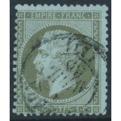 FRANCE - 1862 1c greenish bronze on blue Napoléon, perf. 14:13½, used – Michel # 18b