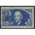 FRANCE - 1938 50Fr blue Clément Ader (thin paper), used – Michel # 425a