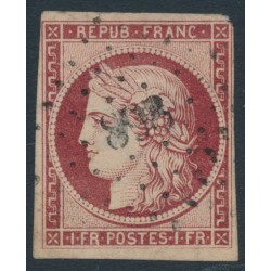 FRANCE - 1849 1Fr brown-carmine Cérès, imperforate, used – Michel # 7b