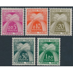 FRANCE - 1960 5c to 1Fr Postage Dues set of 5, MNH – Michel # P93-P97
