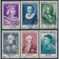 FRANCE - 1955 Famous Frenchmen set of 6, used – Michel # 1053-1058