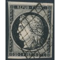 FRANCE - 1849 20c black Cérès on white paper, imperforate, used – Michel # 3x