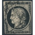 FRANCE - 1849 20c black Cérès on yellowish paper, imperforate, used – Michel # 3y