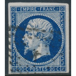 FRANCE - 1853 20c deep blue Napoléon (type I), imperf., used – Michel # 13Ib