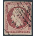 FRANCE - 1853 80c carmine Emperor Napoléon, imperforate, used – Michel # 16a