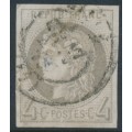 FRANCE - 1870 4c grey Cérès (Bordeaux printing), imperforate, used – Michel # 38a