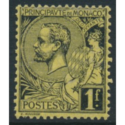 MONACO - 1891 1Fr black on deep yellow Prince Albert I, MH – Michel # 20y