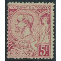 MONACO - 1891 5Fr deep rose-red on greenish Prince Albert I, MH – Michel # 21b