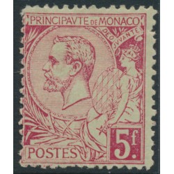 MONACO - 1891 5Fr deep rose-red on greenish Prince Albert I, MH – Michel # 21b