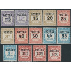 MONACO - 1937 POSTES overprints on Postage Dues set of 14, MH – Michel # 149-162