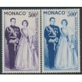 MONACO - 1959 300Fr violet & 500Fr blue Royal Couple set of 2, MNH – Michel # 603-604