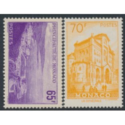 MONACO - 1957 65Fr violet & 70Fr orange Views of Monaco set of 2, MNH – Michel # 585-586